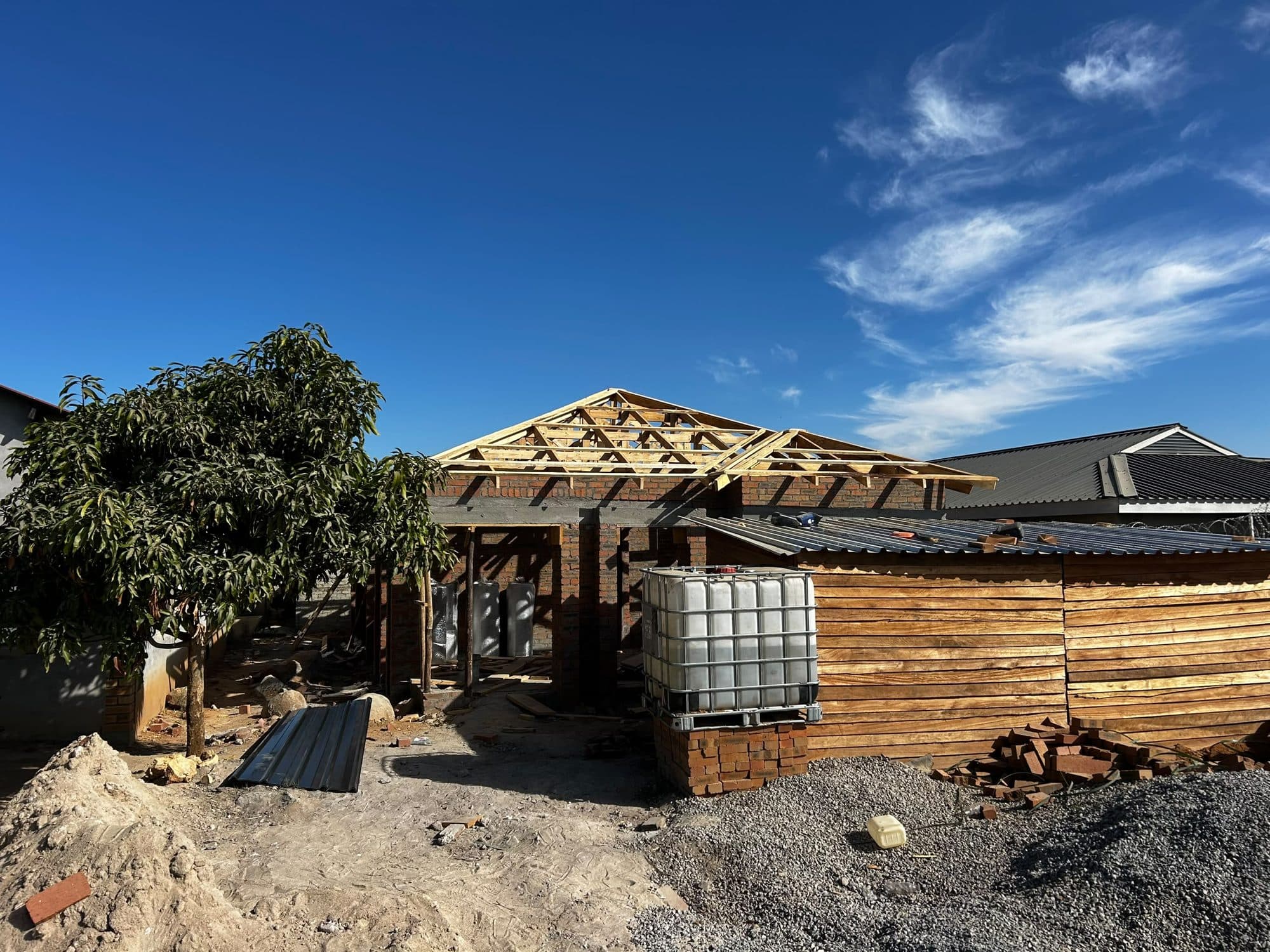 After: roof sheeting complete